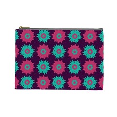 Flower Floral Rose Sunflower Purple Blue Cosmetic Bag (large) 