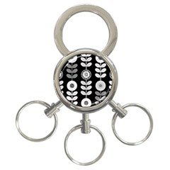 Floral Pattern Seamless Background 3-Ring Key Chains