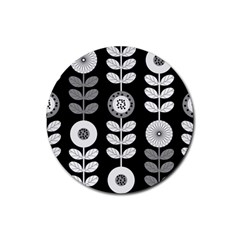 Floral Pattern Seamless Background Rubber Round Coaster (4 pack) 