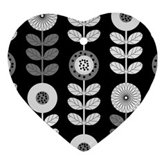 Floral Pattern Seamless Background Heart Ornament (Two Sides)