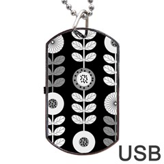 Floral Pattern Seamless Background Dog Tag USB Flash (One Side)