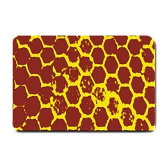 Network Grid Pattern Background Structure Yellow Small Doormat  by Simbadda