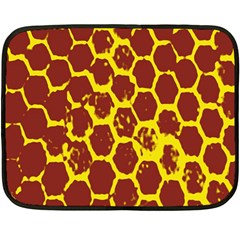 Network Grid Pattern Background Structure Yellow Double Sided Fleece Blanket (mini) 