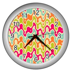 Abstract Pattern Colorful Wallpaper Wall Clocks (silver) 