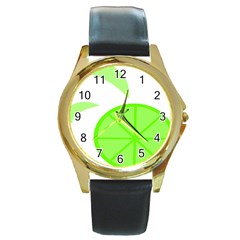 Fruit Lime Green Round Gold Metal Watch by Alisyart