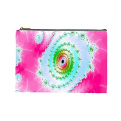 Decorative Fractal Spiral Cosmetic Bag (large)  by Simbadda