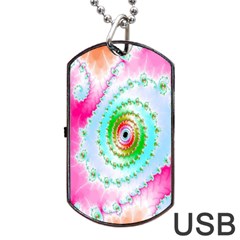 Decorative Fractal Spiral Dog Tag Usb Flash (one Side) by Simbadda