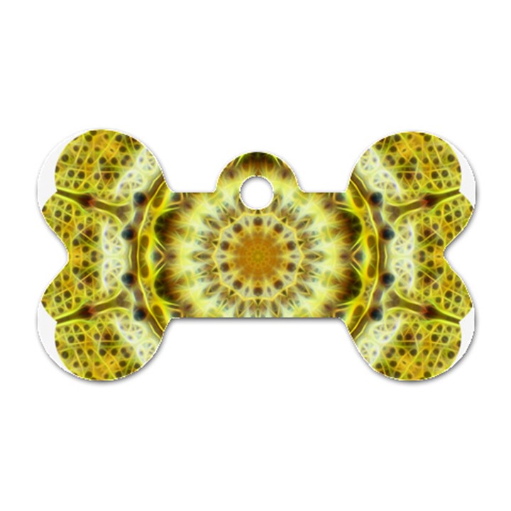 Fractal Flower Dog Tag Bone (One Side)