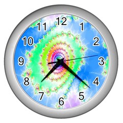 Decorative Fractal Spiral Wall Clocks (silver) 