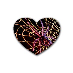 Black Widow Spider, Yellow Web Rubber Coaster (heart)  by Simbadda