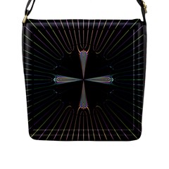 Fractal Rays Flap Messenger Bag (l)  by Simbadda