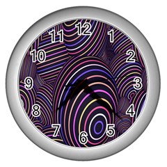 Abstract Colorful Spheres Wall Clocks (silver) 