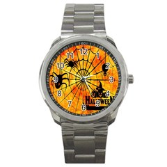 Halloween Weird  Surreal Atmosphere Sport Metal Watch by Simbadda