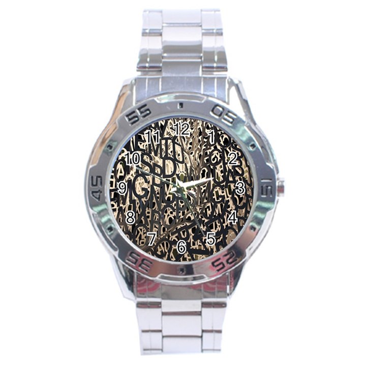 Wallpaper Texture Pattern Design Ornate Abstract Stainless Steel Analogue Watch