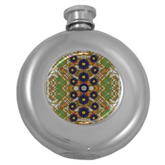 Fleur Flower Porcelaine In Calm Round Hip Flask (5 Oz) by pepitasart