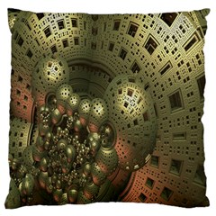 Geometric Fractal Cuboid Menger Sponge Geometry Large Cushion Case (one Side) by Simbadda