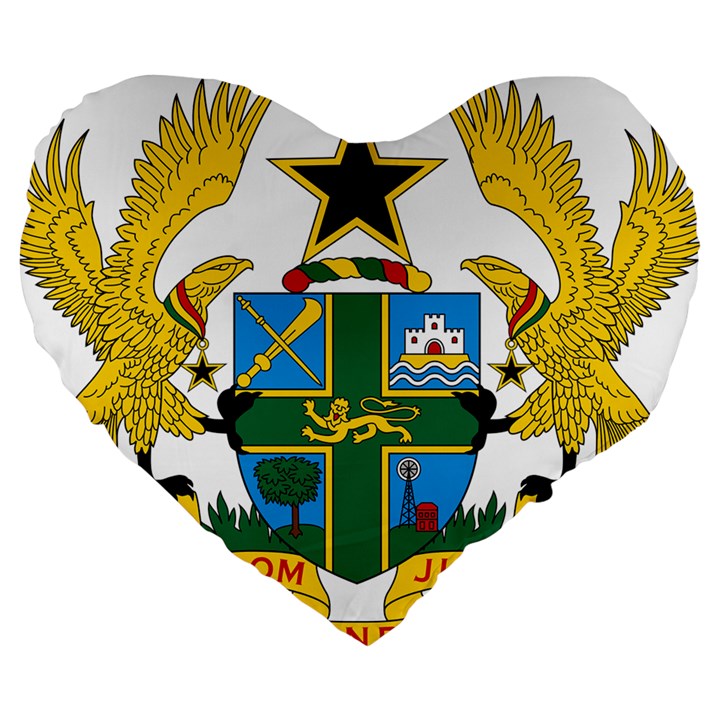 Coat of Arms of Ghana Large 19  Premium Heart Shape Cushions