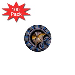 Fractal Tech Disc Background 1  Mini Buttons (100 Pack)  by Simbadda