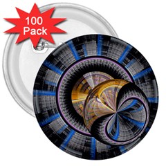 Fractal Tech Disc Background 3  Buttons (100 Pack)  by Simbadda