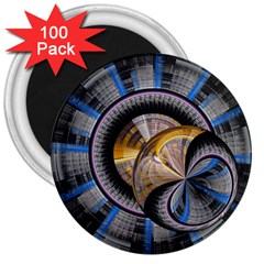 Fractal Tech Disc Background 3  Magnets (100 Pack) by Simbadda