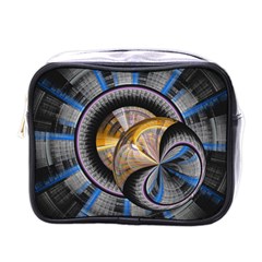 Fractal Tech Disc Background Mini Toiletries Bags by Simbadda