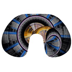 Fractal Tech Disc Background Travel Neck Pillows by Simbadda