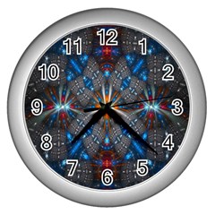 Fancy Fractal Pattern Wall Clocks (silver) 