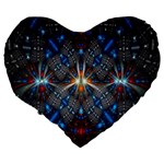 Fancy Fractal Pattern Large 19  Premium Heart Shape Cushions Back