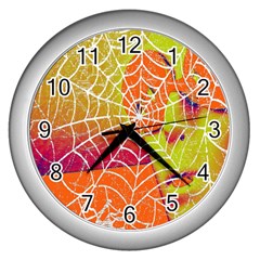 Orange Guy Spider Web Wall Clocks (silver) 