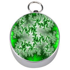 Green Fractal Background Silver Compasses by Simbadda