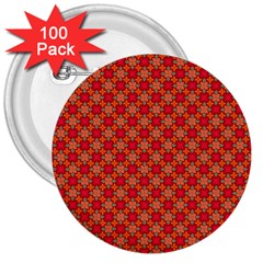 Abstract Seamless Floral Pattern 3  Buttons (100 Pack) 