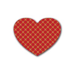 Abstract Seamless Floral Pattern Heart Coaster (4 Pack)  by Simbadda