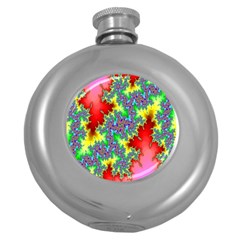 Colored Fractal Background Round Hip Flask (5 Oz)