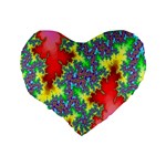 Colored Fractal Background Standard 16  Premium Flano Heart Shape Cushions Back