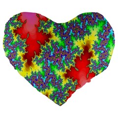 Colored Fractal Background Large 19  Premium Flano Heart Shape Cushions by Simbadda