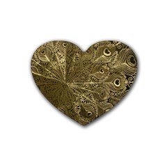 Peacock Metal Tray Heart Coaster (4 Pack) 