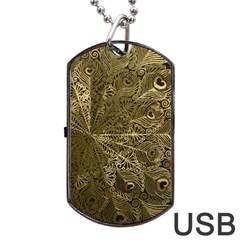 Peacock Metal Tray Dog Tag Usb Flash (two Sides) by Simbadda