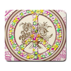 Peace Logo Floral Pattern Large Mousepads by Simbadda