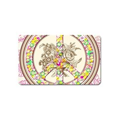 Peace Logo Floral Pattern Magnet (name Card) by Simbadda