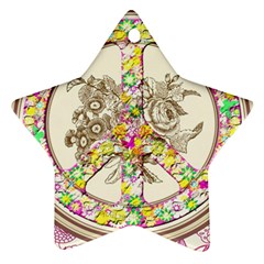 Peace Logo Floral Pattern Star Ornament (two Sides) by Simbadda