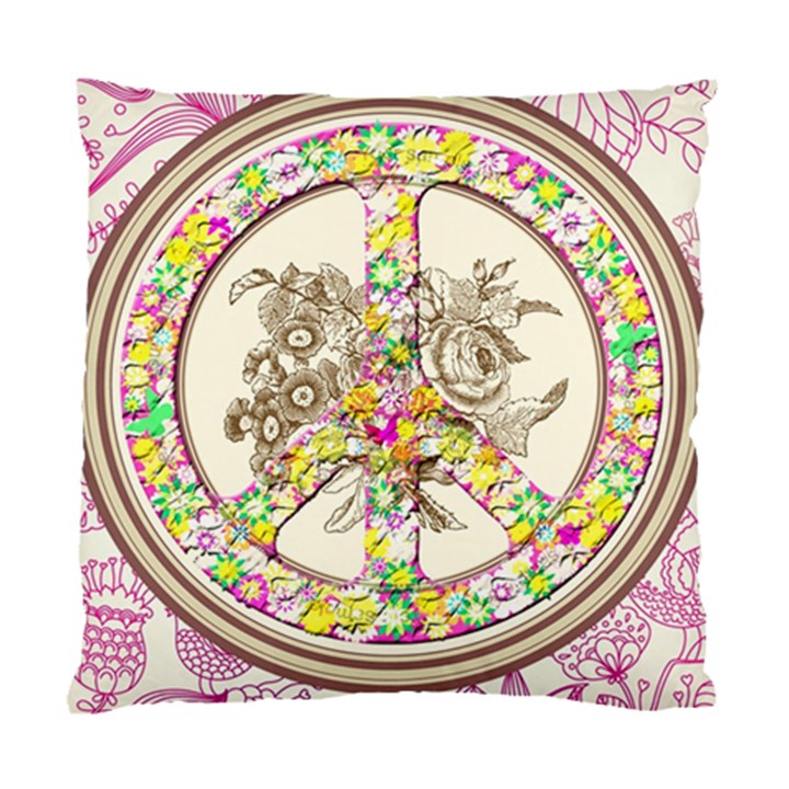 Peace Logo Floral Pattern Standard Cushion Case (Two Sides)