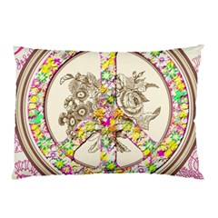 Peace Logo Floral Pattern Pillow Case by Simbadda