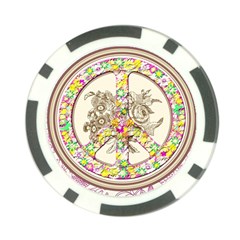 Peace Logo Floral Pattern Poker Chip Card Guard (10 Pack) by Simbadda