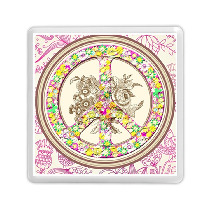 Peace Logo Floral Pattern Memory Card Reader (Square) 