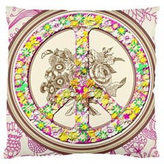 Peace Logo Floral Pattern Large Cushion Case (one Side) by Simbadda