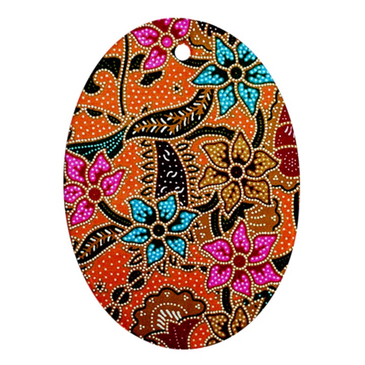 Colorful The Beautiful Of Art Indonesian Batik Pattern Ornament (Oval)