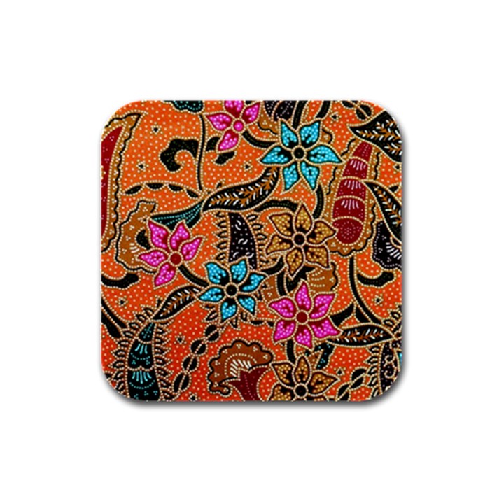 Colorful The Beautiful Of Art Indonesian Batik Pattern Rubber Square Coaster (4 pack) 