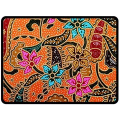 Colorful The Beautiful Of Art Indonesian Batik Pattern Fleece Blanket (large)  by Simbadda