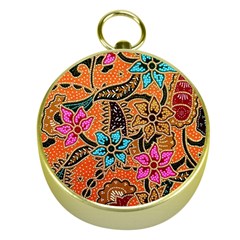 Colorful The Beautiful Of Art Indonesian Batik Pattern Gold Compasses by Simbadda