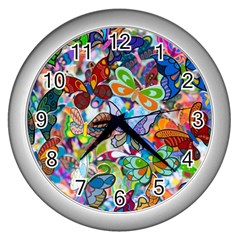 Color Butterfly Texture Wall Clocks (silver) 